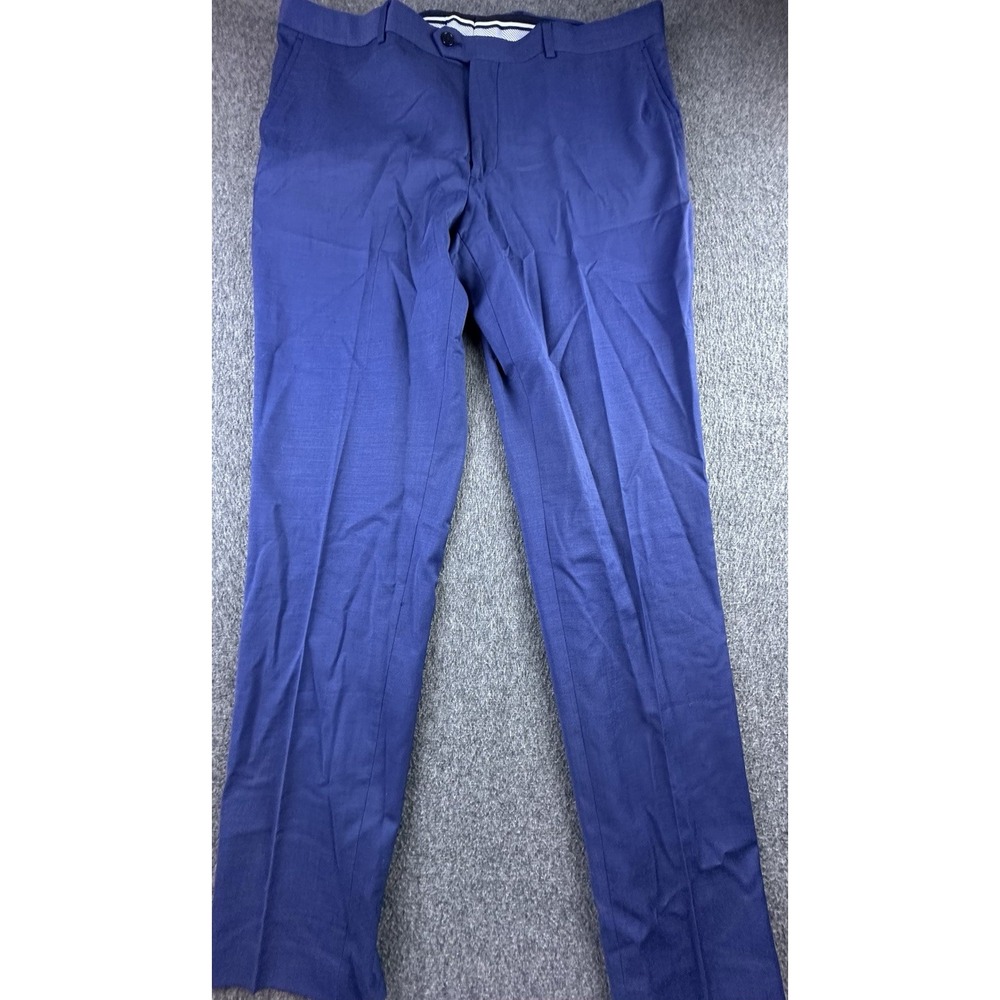 Penguin Munsingwear Pants Mens 44R 38W Navy Blue Osmans Dress Wool Blend Pockets
